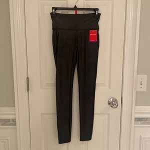 Black Spanx leather look leggings, S